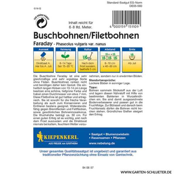 Buschbohne/Filetbohne 'Faraday'